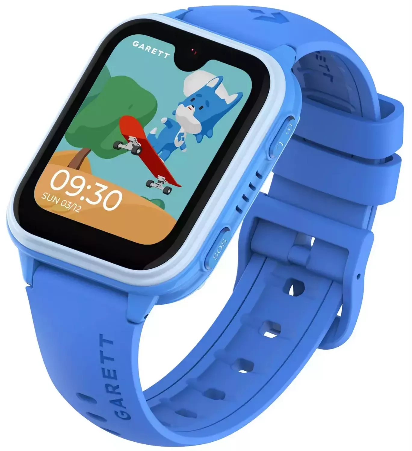 Smartwatch Garett Kids Twin 2 4G w kolorze niebieskim – lokalizacja GPS, dwie kamery, połączenia wideo i głosowe, przycisk SOS i kontrola rodzicielska. 2.webp